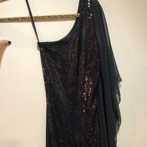 One sleeve little black dress